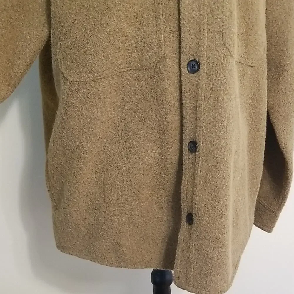 Alpine Design Men's Warm Fleece Shacket Tan Shirt Jacket Fall Winter Size Large